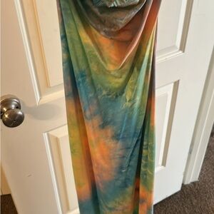 French Atmosphere Multicolor Tie-Dye Maxi Dress